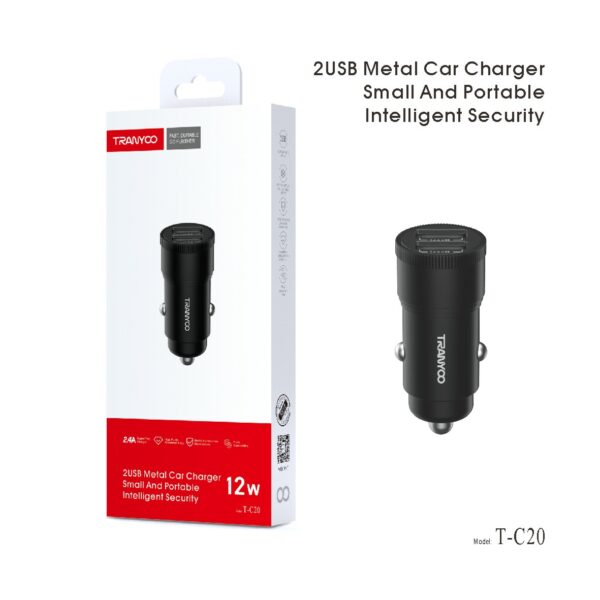 Tranyoo T-C20 2USB Metal Car Charger