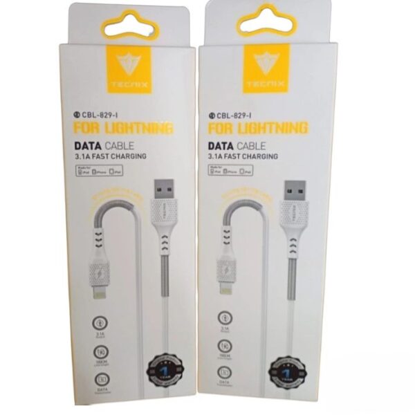 CBL829I Tecnix lightening cable with spring 3.1A 1M