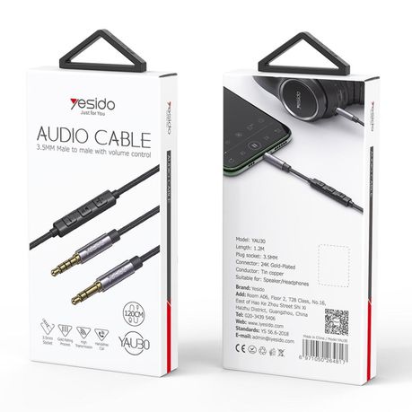 Yesido YAU30 3.5mm Male to 3.5mm Male Audio Cable With Volume Control