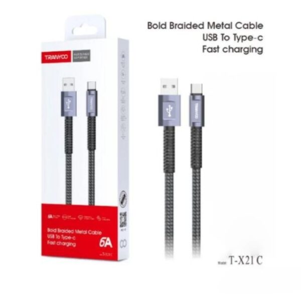 Tranyoo Bold Braided Metal Cable USB Type C Fast Charging