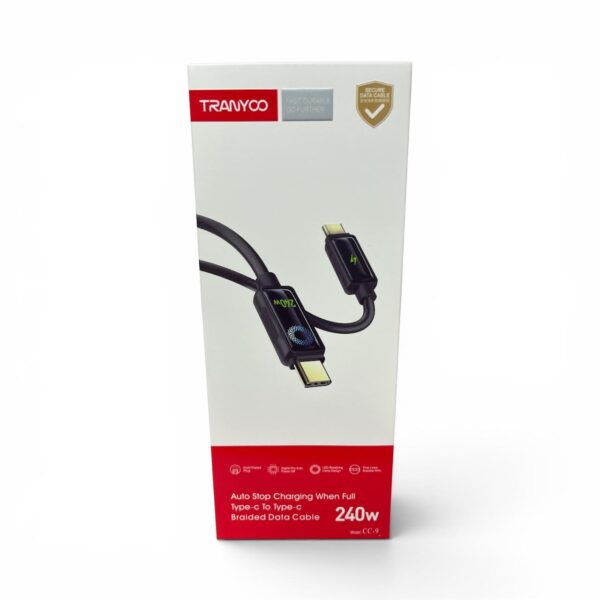 Tranyoo auto stop charging when full type-c to type-c data cable